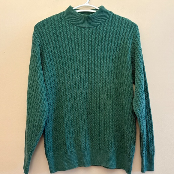 Vintage Parkhurst Green Cable Knit Crewneck 70% Cotton MADE IN CANADA - Picture 2 of 12